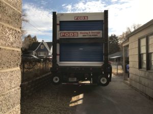 PODS moving container being delivered