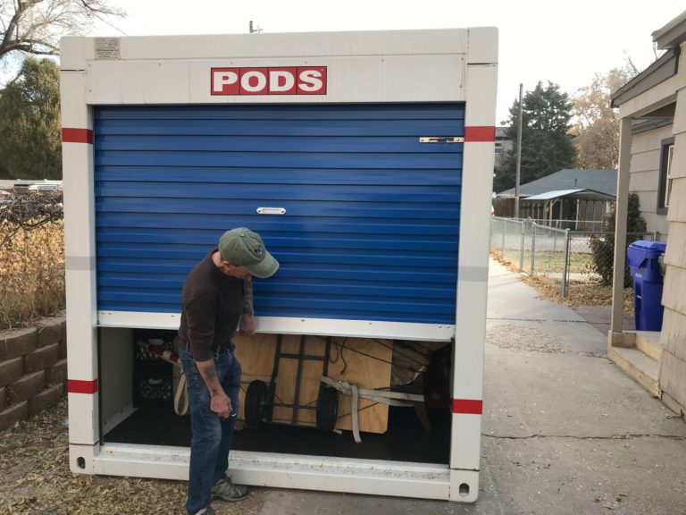 PODS moving container being opened