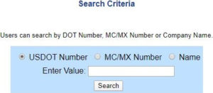 FMCSA search criteria