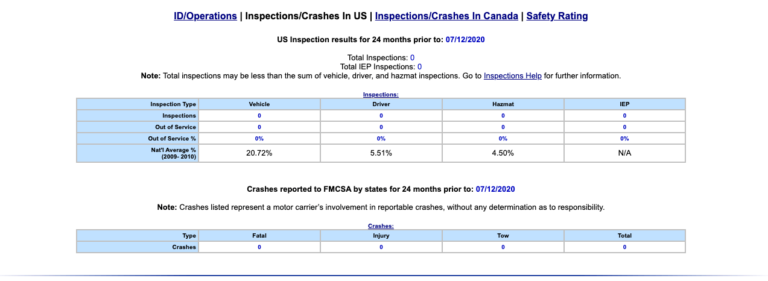 FMCSA crash record