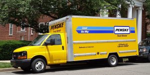 Parked Penske moving truck