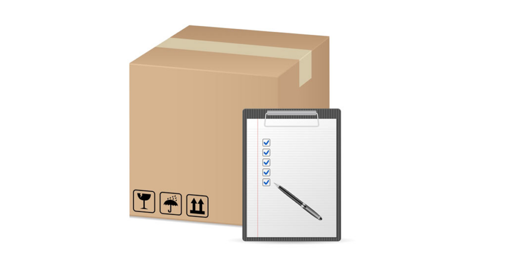 Moving box and clipboard checklist