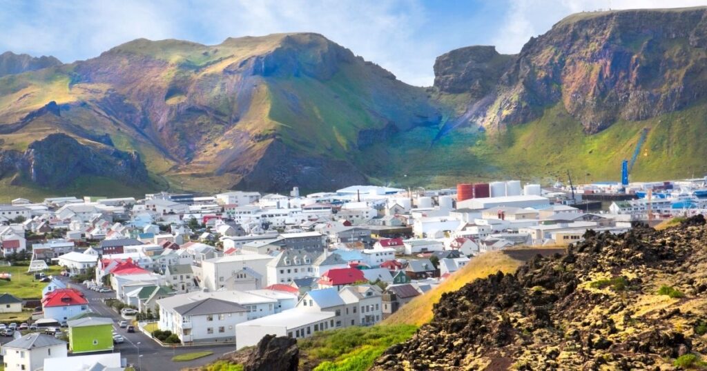 A housing community on the Westman Islands on Iceland