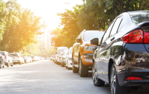 Parked cars on a city street