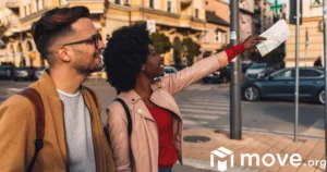 Couple visiting a new city to see if it's where they want to move.