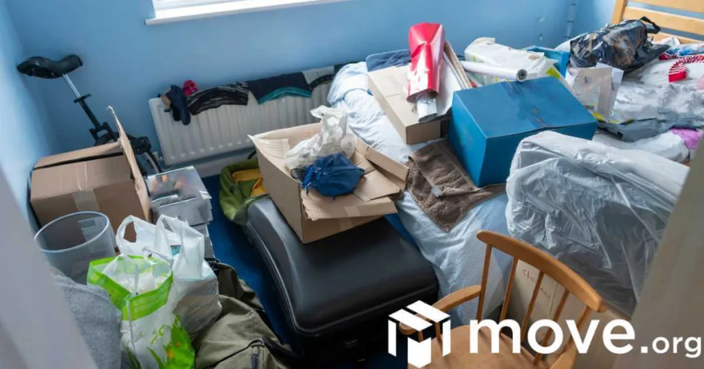 A picture of clutter that makes moving feel overwhelming.